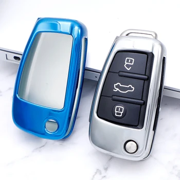 

Soft Tpu Folding Flip Remote Key Shell Case Fob for Audi A6L Q7 A2 A3 A4 A6 A6L A8 TT 2008 2009 2010 2011 Fob Case