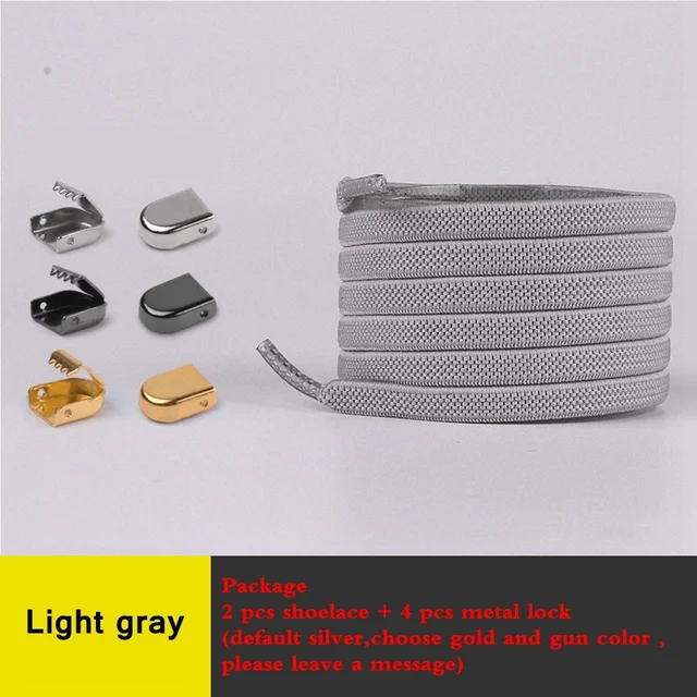 Elastic No Tie Shoe laces Flat Shoelaces Outdoor Leisure Sneaker Quick Safety Shoelace Kids Adult Lazy laces Shoe accessories Light gray