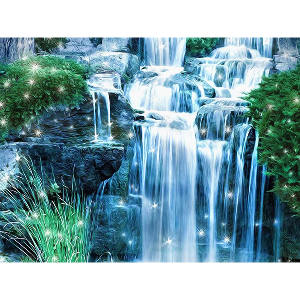 5D DIY diamond painting landscape waterfall rhinestone art picture diamond embroidery handmade mosaic mosaic decoration gift 