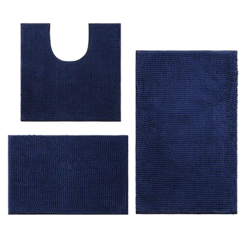 

3 Pieces Bathroom Rugs, Anti-Slip Chenille Bath Rug, Perfect Plush Carpet for Tub, Shower, Bath Room,Machine Washable
