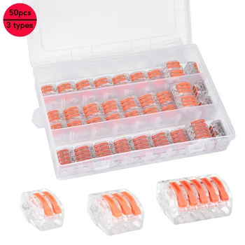 

50Pcs 2/3/5 Pin Connection Terminal Set Fast Conductor Jointer Wire Push Cable Connector Household Splicing Block Tools