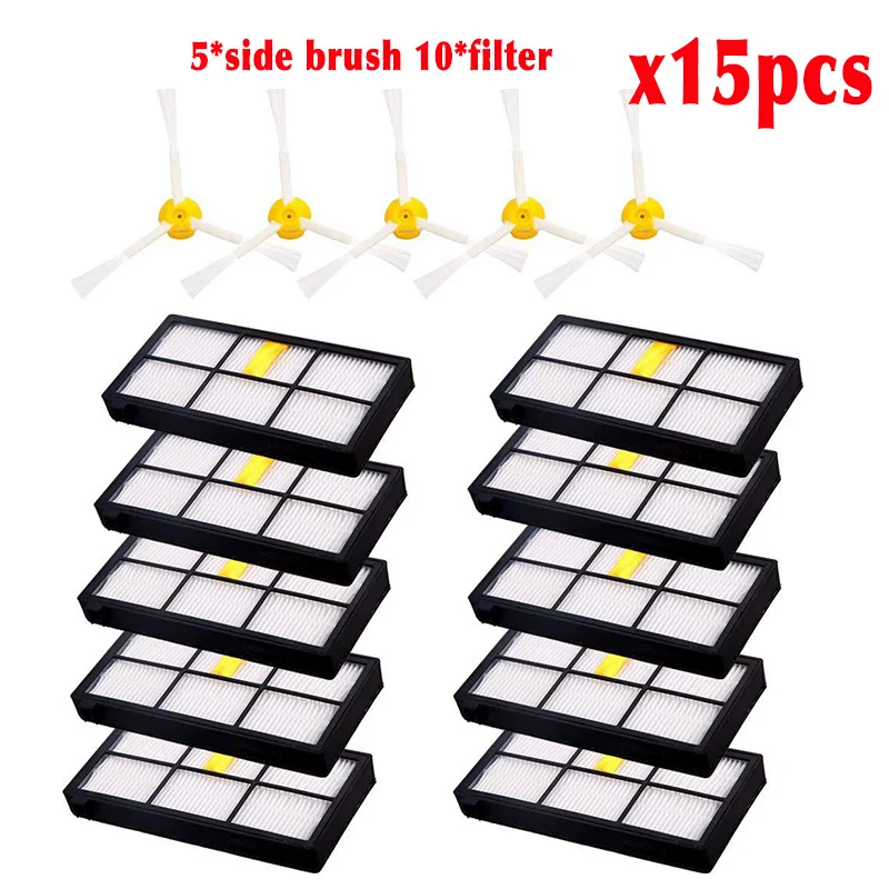 15pcs-set HEPA фильтры щетки запасные части комплект для iRobot Roomba 980 990 900 896 886 870 865 866 800 набор аксессуаров - Цвет: 15pcs-set