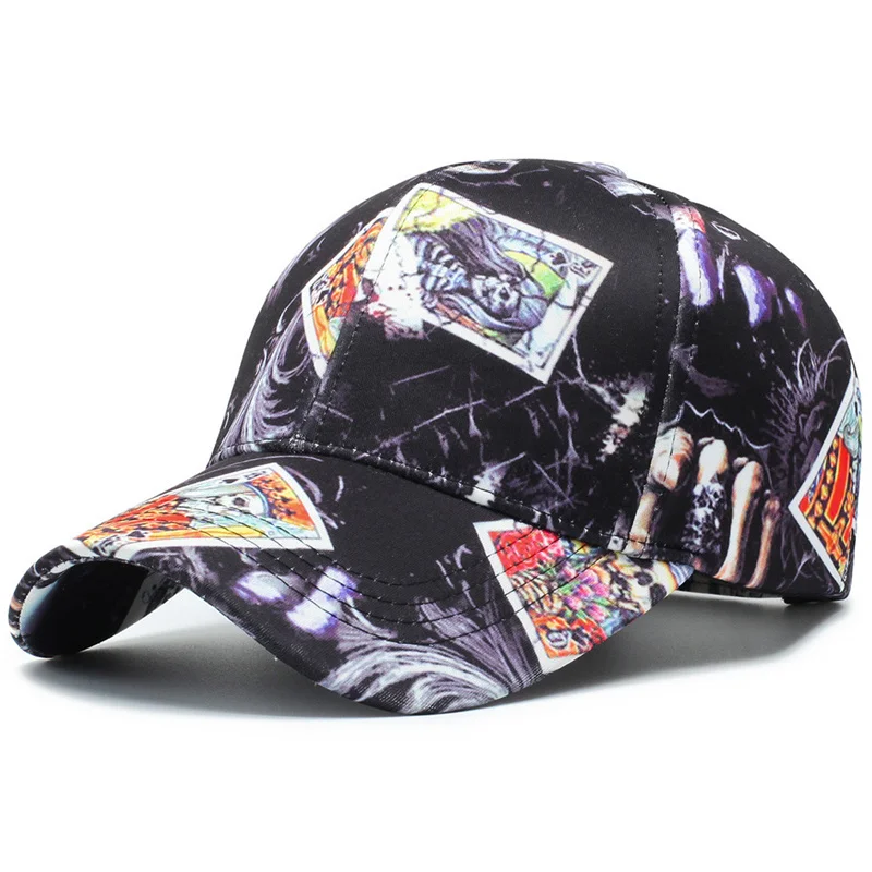 

2020 Cotton Baseball Cap Fitted Caps Snapback Hat For Men Women Poker printing bone gorras para new adjustable