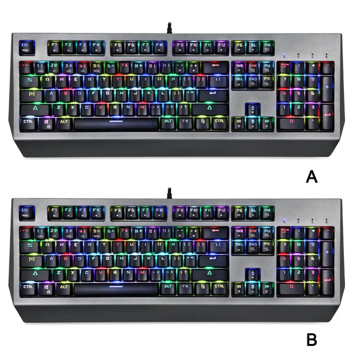 Горячая USB Проводные механические клавиатуры с RGB подсветкой 104 клавиш игровая клавиатура для ПК компьютера