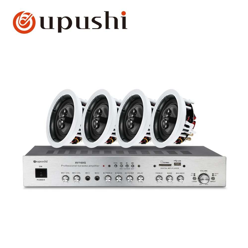 Oupushi AV160G+ VX6-C профессиональный усилитель караоке 5 канал дизайн и 6,5 дюймов уровня Hi-Fi потолочный громкоговоритель