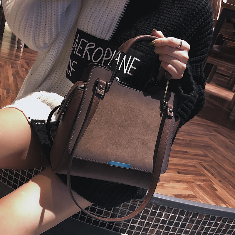 

2018 High Quality Matte PU Leather Vintage Handbags Women's Designer Simple Handbag The Big Women's Large Handbags Shoulder Bags