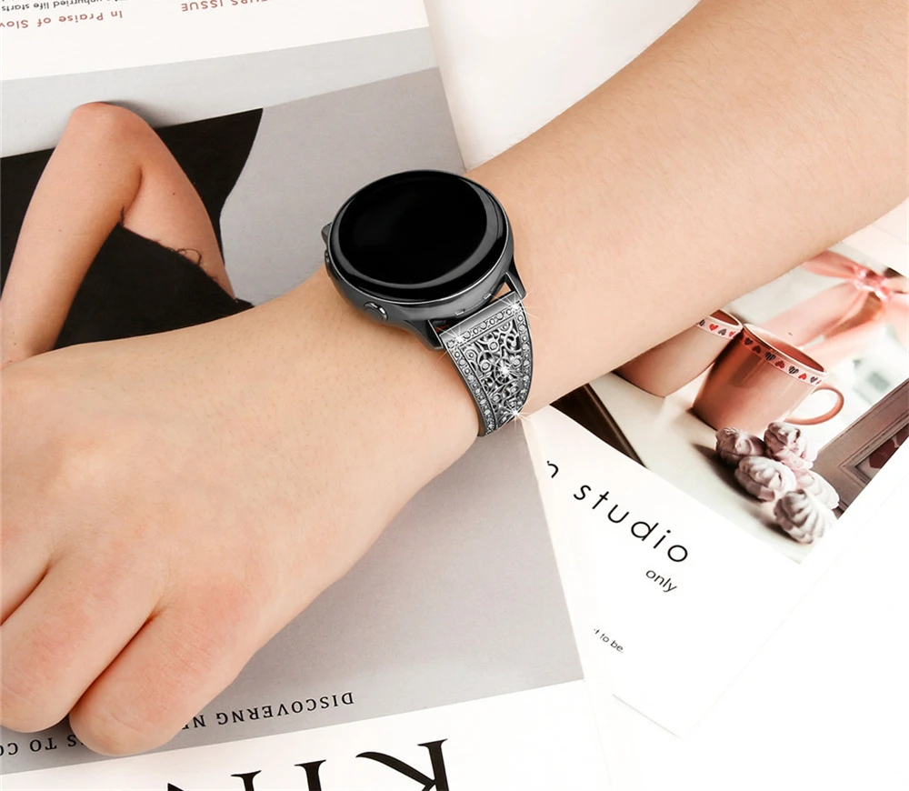 20 мм 22 мм браслет для samsung Galaxy Watch 42 мм 46 мм Galaxy Active роскошный Алмазный женский ремешок для часов из нержавеющей стали