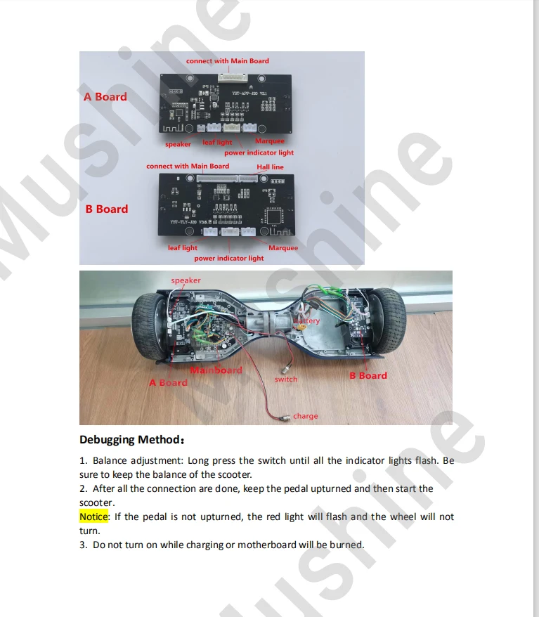 único, KCQ Motherboard, Hoverboard, acessórios de equilíbrio Scooter, 6,5 polegadas