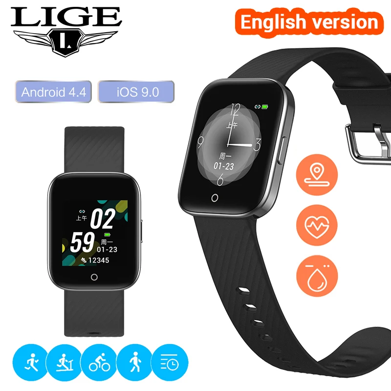 

LIGE 2019 New Color OLED Smart Watch Men For Android Heart Rate Blood Pressure Fitness Tracker IP68 Waterproof Sport Smartwatch