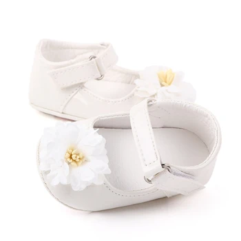 

Newborn Baby PU Leather Shoes Baby Girl Prewalker Flower Soft Soled Non-slip Footwear Baby Cute Crib Shoes