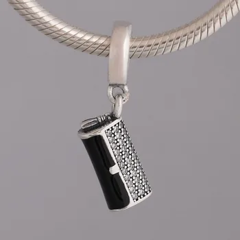 

S925 Pendant DIY Jewelry Clutch Bag Dangle Charm fit Lady Bracelet Bangle Black Enamel Clear CZ Purse