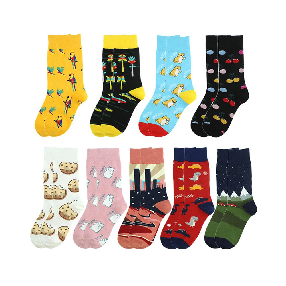 CHAOZHU унисекс для мальчиков и девочек модные кроссовки calcetines счастливые носки для мужчин и женщин с героями мультфильмов собака печенья яблоко динозавр Повседневная sox