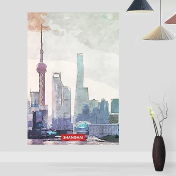 

Shanghai City Skyline City Travel Poster Canvas Print Home Decor Wall Art Decor No Frame