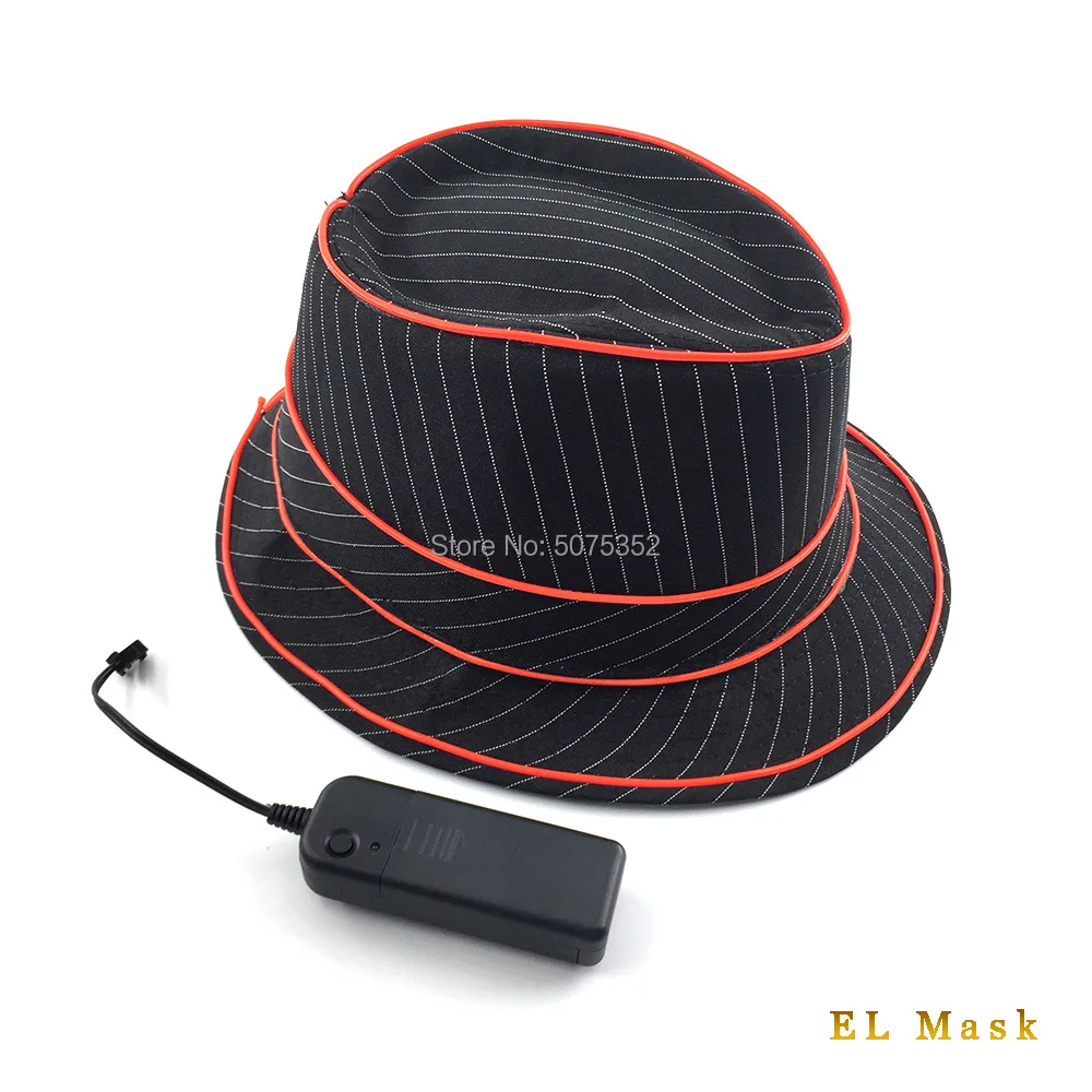 GZYUCHAO EL Ночная светящаяся Fedora с широкими полями летняя шляпа EL Jazz-cap светодиодная светящаяся шляпа для сценического шоу танцевальный DJ клуб