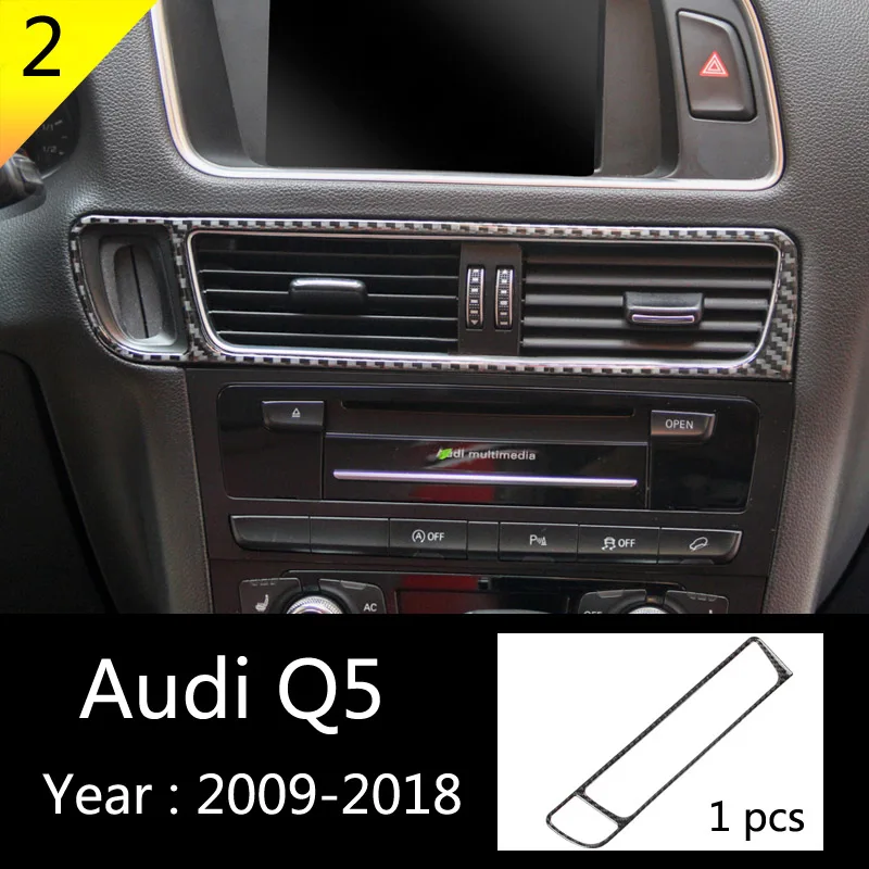 Углеродное волокно центральной консоли кондиционер CD панель Крышка отделка рамка наклейки, автоаксессуары для Audi A4 B8 A5 Q5 стайлинга автомобилей - Название цвета: Q5