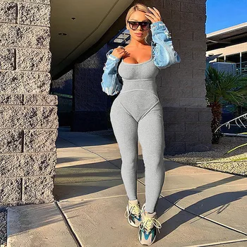 

Summer Ribbed Fitness Active Wear Rompers Womens Jumpsuit O-Neck Sexy Fashion 2020 Sleeveless Workout Sporty Jumpsuits