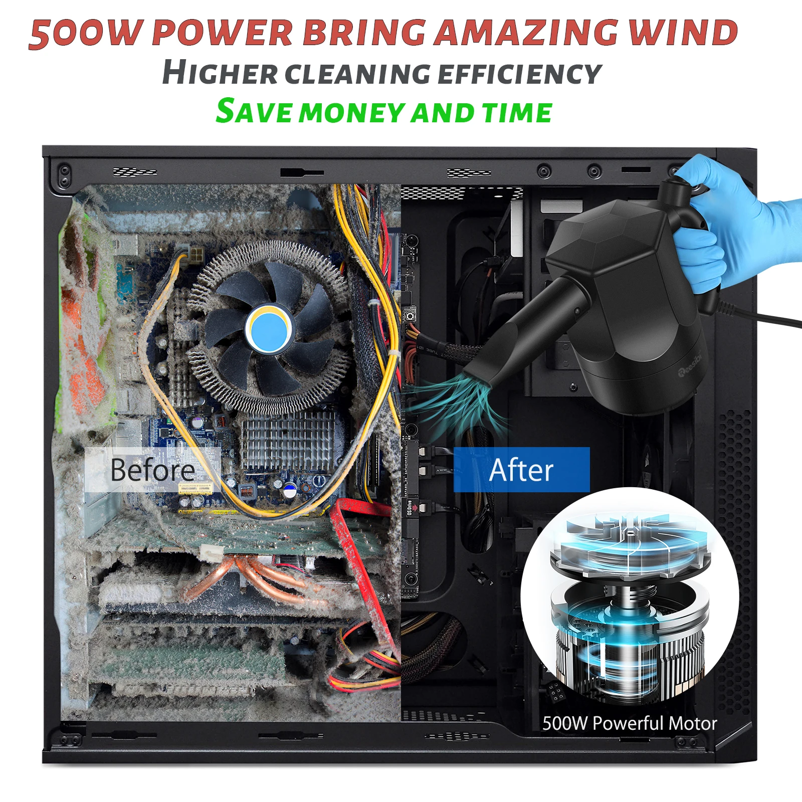 2-in-1 Cordless Electric Air Duster Blower Vacuum for Cleaning Computer Keyboard – 120 Degree Rotation, Replaces Canned Air Spray Cleaner Description Image.This Product Can Be Found With The Tag Names Computer cleaners, Computer Office, Electric air duster blower