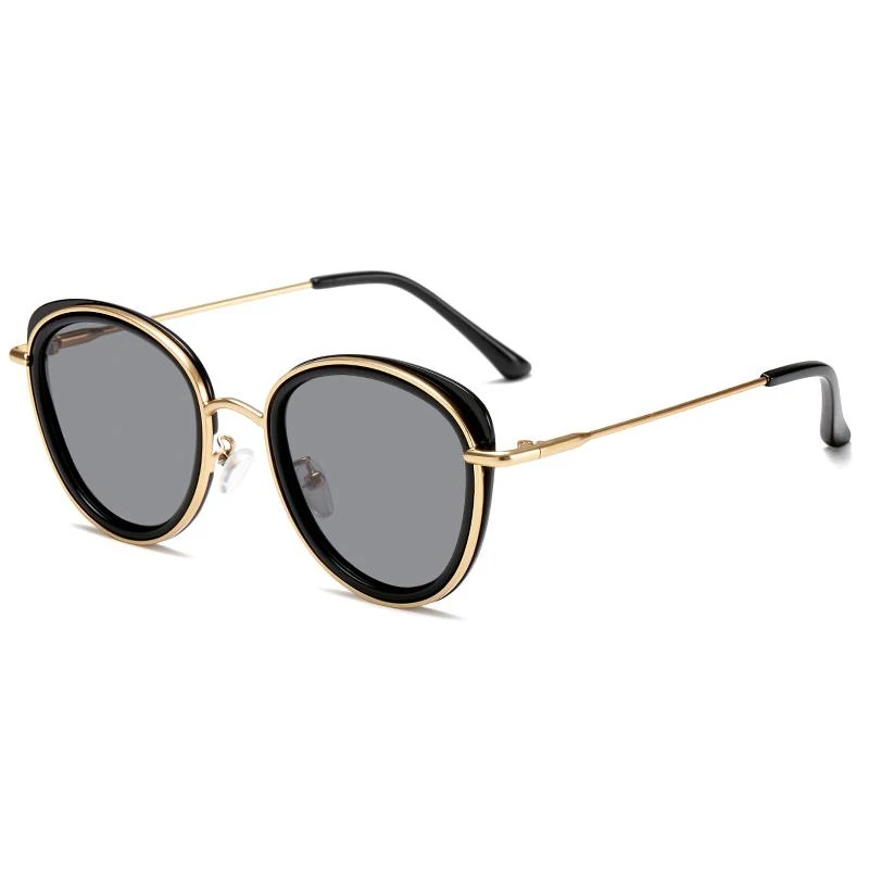 grey lens Longkeader, Модные поляризованные детские солнцезащитные очки, кошачий глаз, металлические зеркальные солнцезащитные очки для мальчиков и девочек,, oculos masculino UV400 - Цвет линз: grey lens
