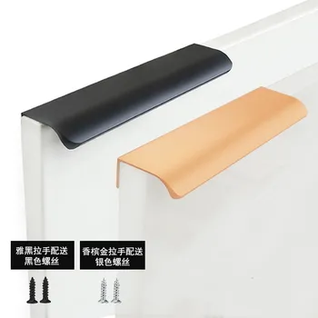 

Aluminum 80mm-300mm Long Handles Black gold Hidden Cabinet door pull wardrobe Cupboard Drawer Knobs Furniture Hardware