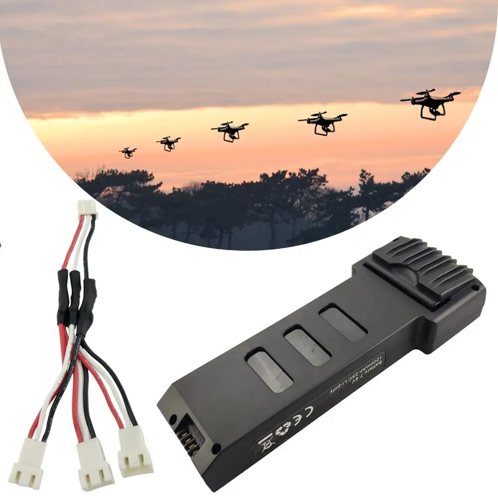 

7.4V 1200mAh Lithium Battery with 3 in 1 Charging Conversion Line for E511 E511S Folding Quadcopter RC Helicopter Battery