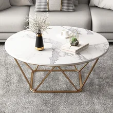 

Nordic Luxury Coffee Table Simple Living Room Home Iron Art Coffee Table Apartment Marble Mesa Auxiliar Small Round Table EB5CJ