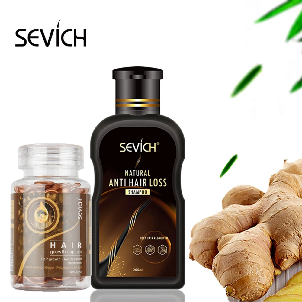 Sevich Hair Growth Kit Hair Growth Capsule Fast Hair Growth Products for Thinning 200ml Ginger Exextract Serum Hair Shampoo