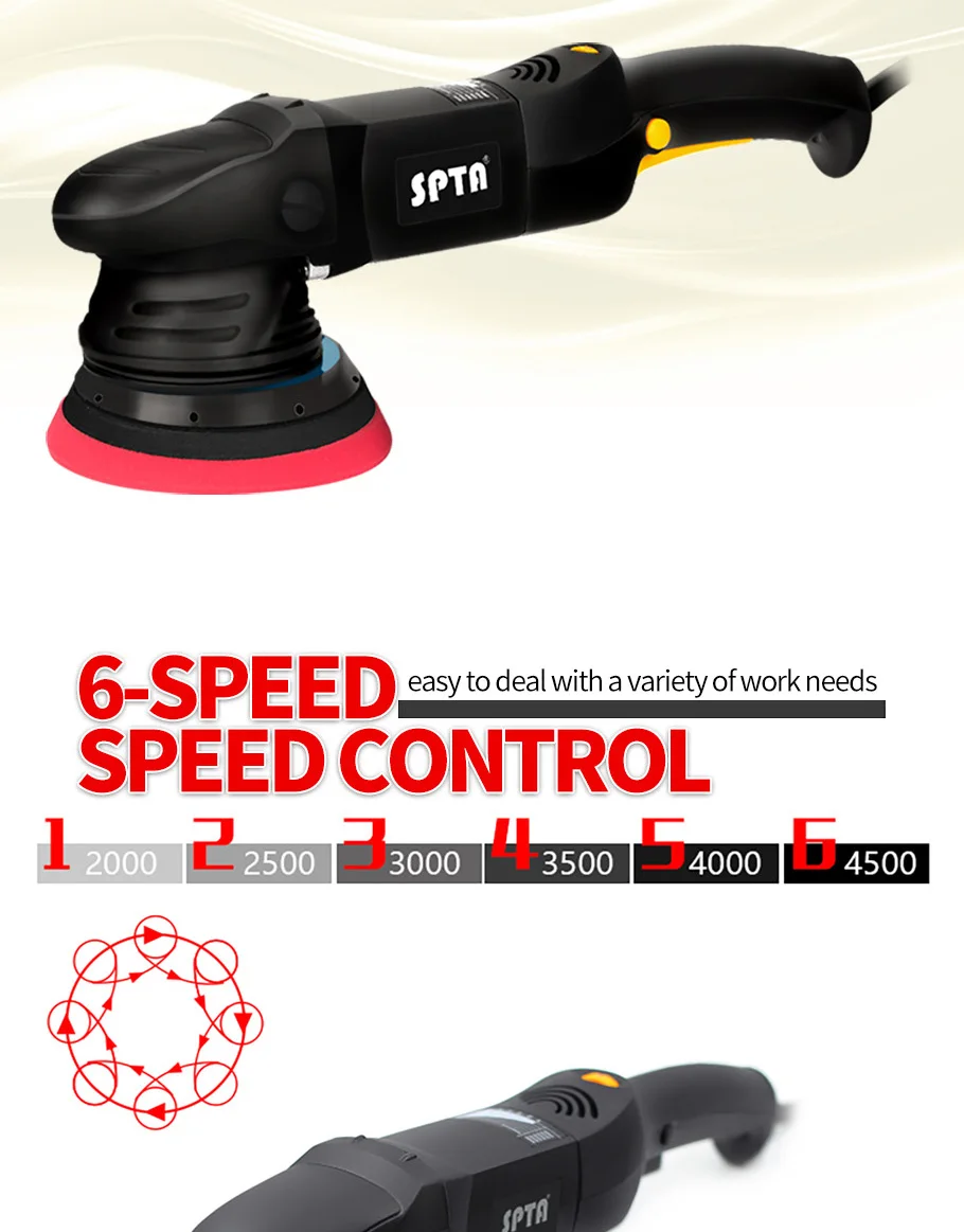 SPTA полировщик 5 дюймов двойного действия полировщик автомобиля полировальный станок инструмент Авто Мини-коврик орбитальный автомобильный полировальный станок воск шлифовальный DA 15 мм