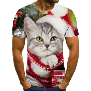 

2020 New Fashion Men/women tops T-shirt 3d Printing Christmas style Funny Cat Short Sleeve Digital Print t shirt Plus Size 6XL