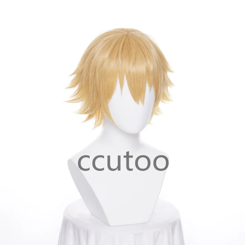 Chainsaw Man Denji Cosplay Wig 30cm Short Straight Yellow Hair Men Wigs