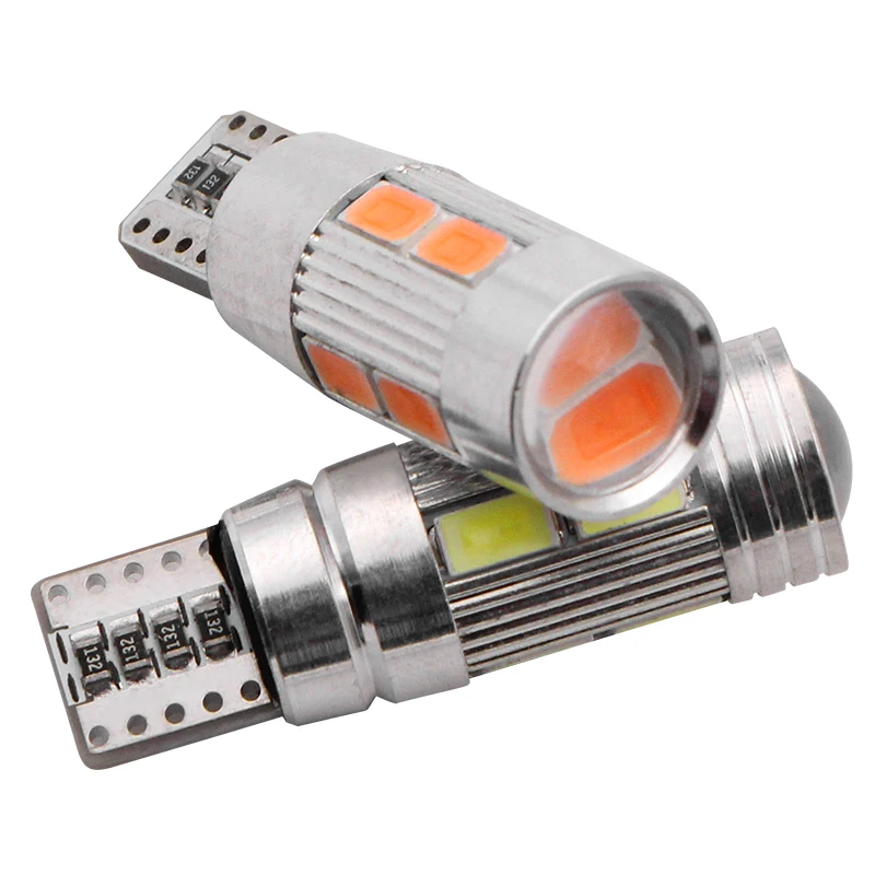10pcs T10 10 SMD 5630 LED Projector Lens Auto Clearance Lamp W5W 501 5730 LED Car Marker Lamp Parking Bulb Canbus Error Free