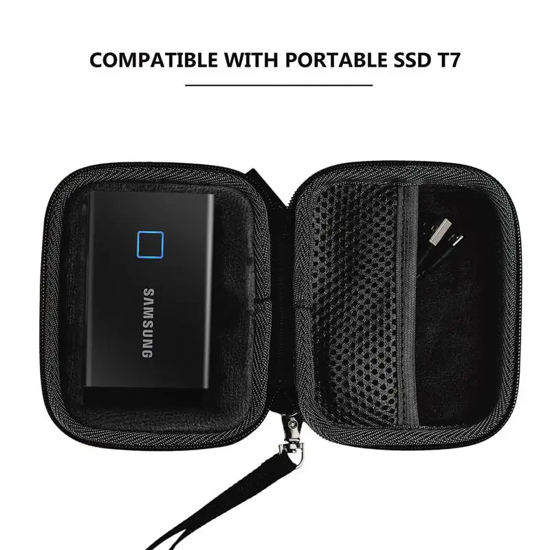 

EVA Storage Protective Case For Samsung T7 Touch Portable SSD External Solid State Drives Carrying Case Bag(Inside Color Black)