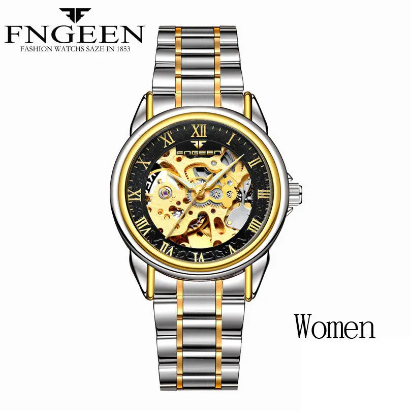 Women tone black Reloj Mujer, наручные часы со скелетом, Relogio Hour, Лидирующий бренд, женские автоматические механические часы, женские часы с турбийоном - Цвет: Women tone black