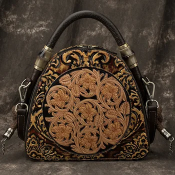

2019 New Vintage One-shoulder Large-capacity Handbag Leather European and American Women's Bag