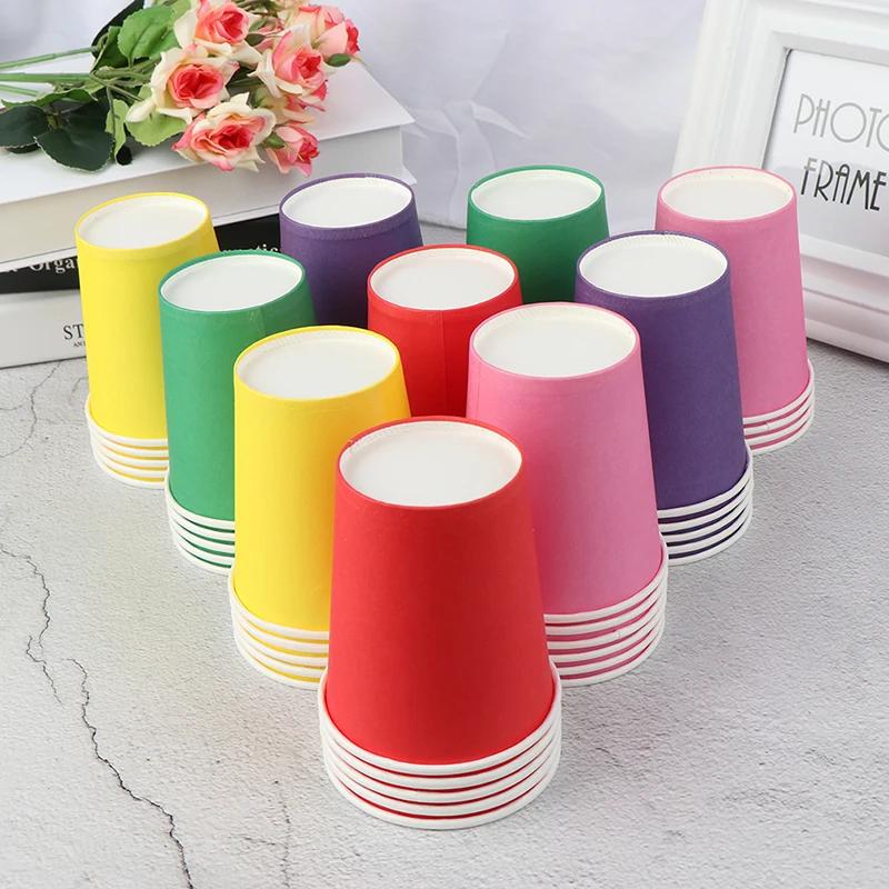 10pcs Color Disposable Cups Handmade Paper Kindergarten DIY Materials Household Coffee Cup Kitchen Accessories | Дом и сад