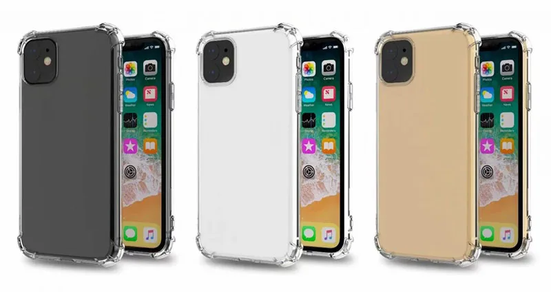 Супер Противоударный Мягкий ТПУ чехол для Iphone 11 5,8 6,1 6,5 дюймов Гибридный четыре красочные телефон Прозрачная крышка 200 шт