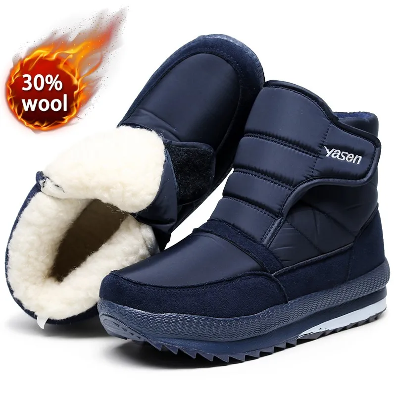 Mens Snow Boots Winter shoes with Fur Warm Outdoor Casual Men Cotton Work Casual Sneakers Short Boots Cold Resistance 47