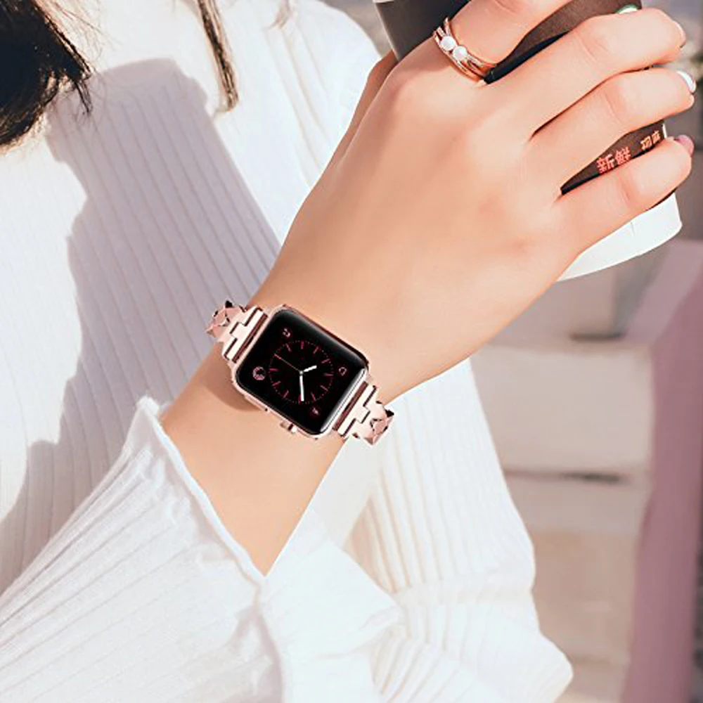 Ремешок из нержавеющей стали для Apple Watch band 42 мм/38 мм iwatch 4/3 band 44 мм 38 мм металлический браслет ремень ремешок для часов аксессуары для часов