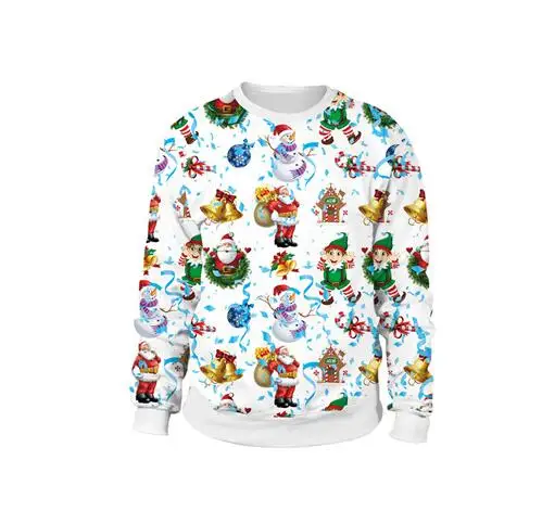 Size F New Ugly Christmas Sweater Unisex 3D Print Round Neck Autumn Winter Clothing Long Sleeve Tops - Цвет: Size F