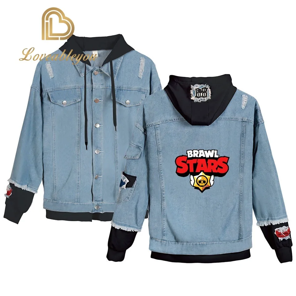

Womens Denim Jacket Cartoon Streetwear Tops Spring Jacket Brawl Stars Harajuku Hip Hop Denim Clothing