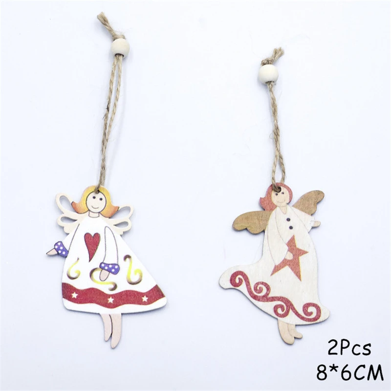 2Pcs B Новинка, новогоднее натуральное Рождественское дерево, Елочное украшение Noel, Рождественское украшение для дома, деревянная подвеска, подарок Navidad - Цвет: 2Pcs B
