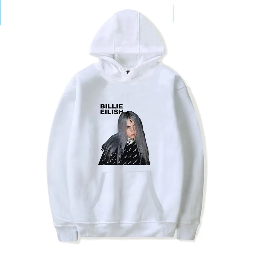 white F Новинка, Billie Eilish, модные толстовки, толстовка, повседневная, для мужчин, женщин, с капюшоном, пуловер, с длинным рукавом, в стиле хип-хоп, толстовка, одежда, топ, пуловер - Цвет: white F