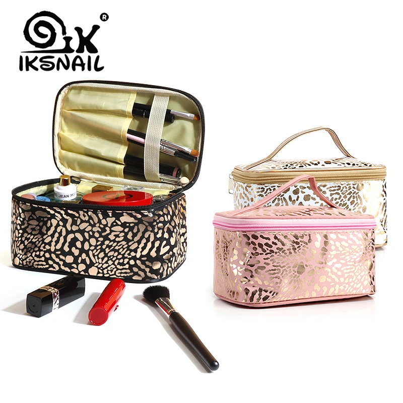UOSC Waterproof Leopard Cosmetic Bag For Women Make Up Case Travel