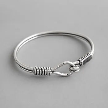 

Women's Bracelet S925 Sterling Silver Retro Spring Fish Hoop Clasp Bracelet Personalized Versatile Silver Bracelet