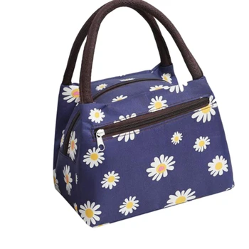 

Lunch Bag Insulated Cold Canvas Stripe Picnic Carry Case Thermal Portable Lunch Storage Bags Office Worker Student