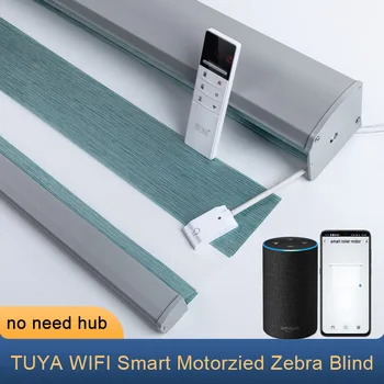 

Tipiace Motorized Zebra Shades Smart Roller Blind Customized Size WiFi Motor Compatible with Alexa Google Home