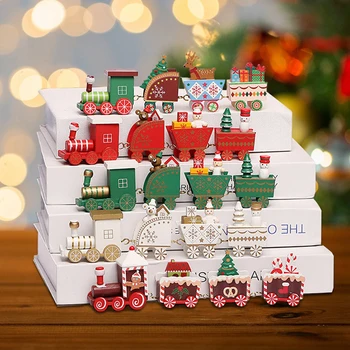 

Wooden Christmas Train Merry Christmas Ornament For Home Xmas Tree Festive Cake Multi-Purpose Decor 2020 Gift New Year 2021