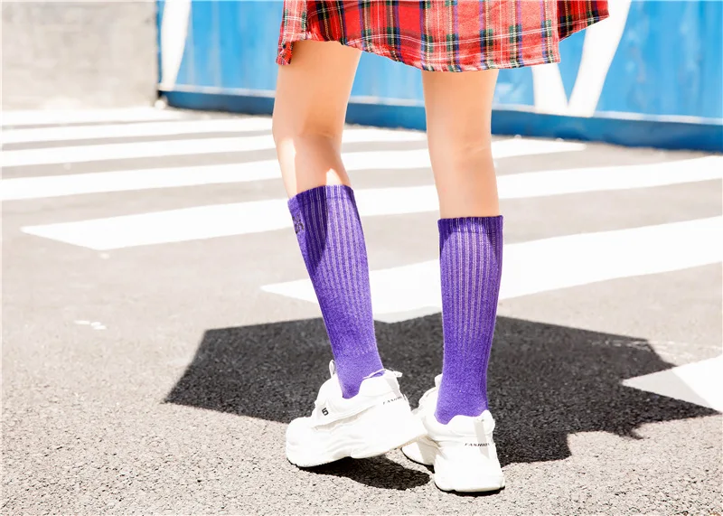 Korean-style Spring And Summer Cotton BB English Lettered Children Tube Socks Candy Color Online Celebrity Parent And Child