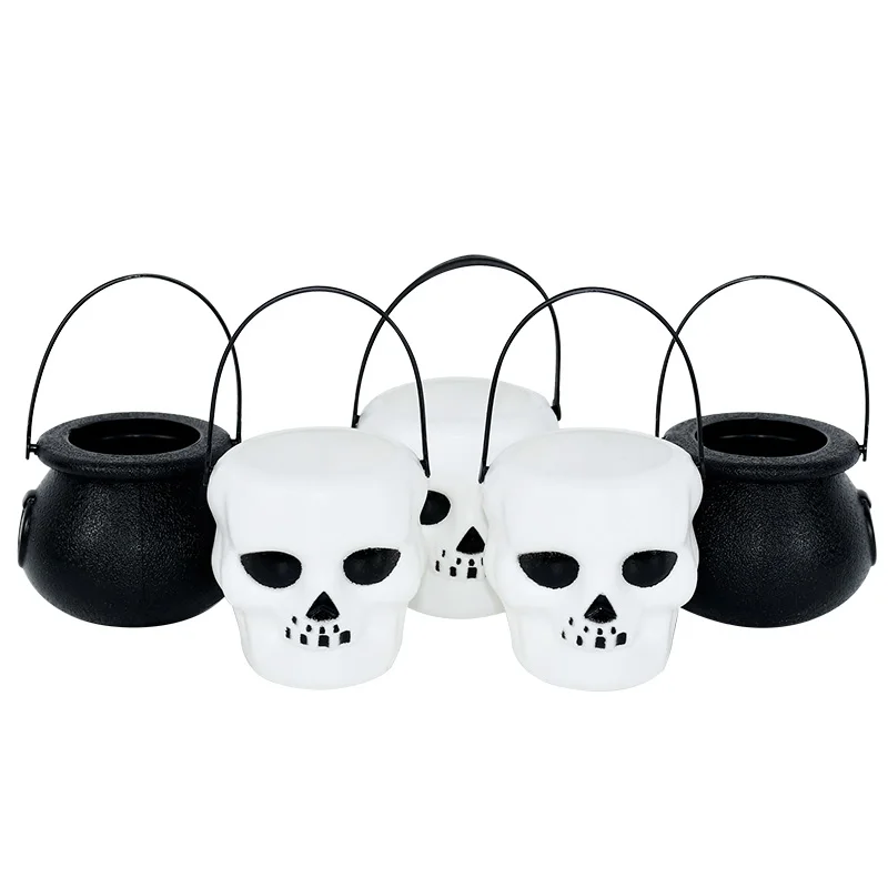 2021 Halloween Candy Buckets Skull Bucket Witch Candy Holder Pot Kids Trick Or Treat Props Halloween Party Supplies Photo Props