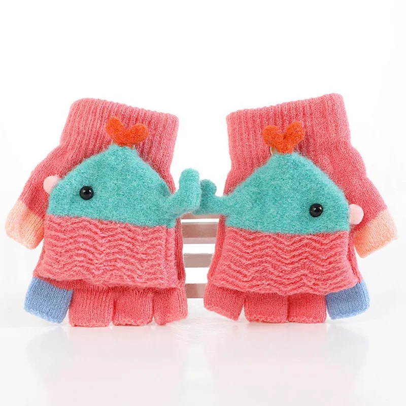 Детские Зимние перчатки для мальчиков Birdl теплые митенки детские вязаные перчатки детские перчатки для девочек и мальчиков от 3 до 8 лет - Цвет: BB7036RD