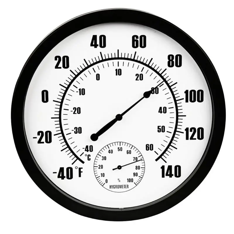 

Thermometer Indoor Outdoor 10" Patio Large Wall Thermometer and Hygrometer Mechanical watch core No Battery Needed